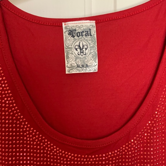 NWT VOCAL red rhinestone tank size SMALL. Gorgeous and versatile! - Picture 5 of 9